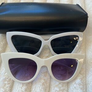 2 for $10 Stylish White Sunglasses Set with Black Case for a great price!!